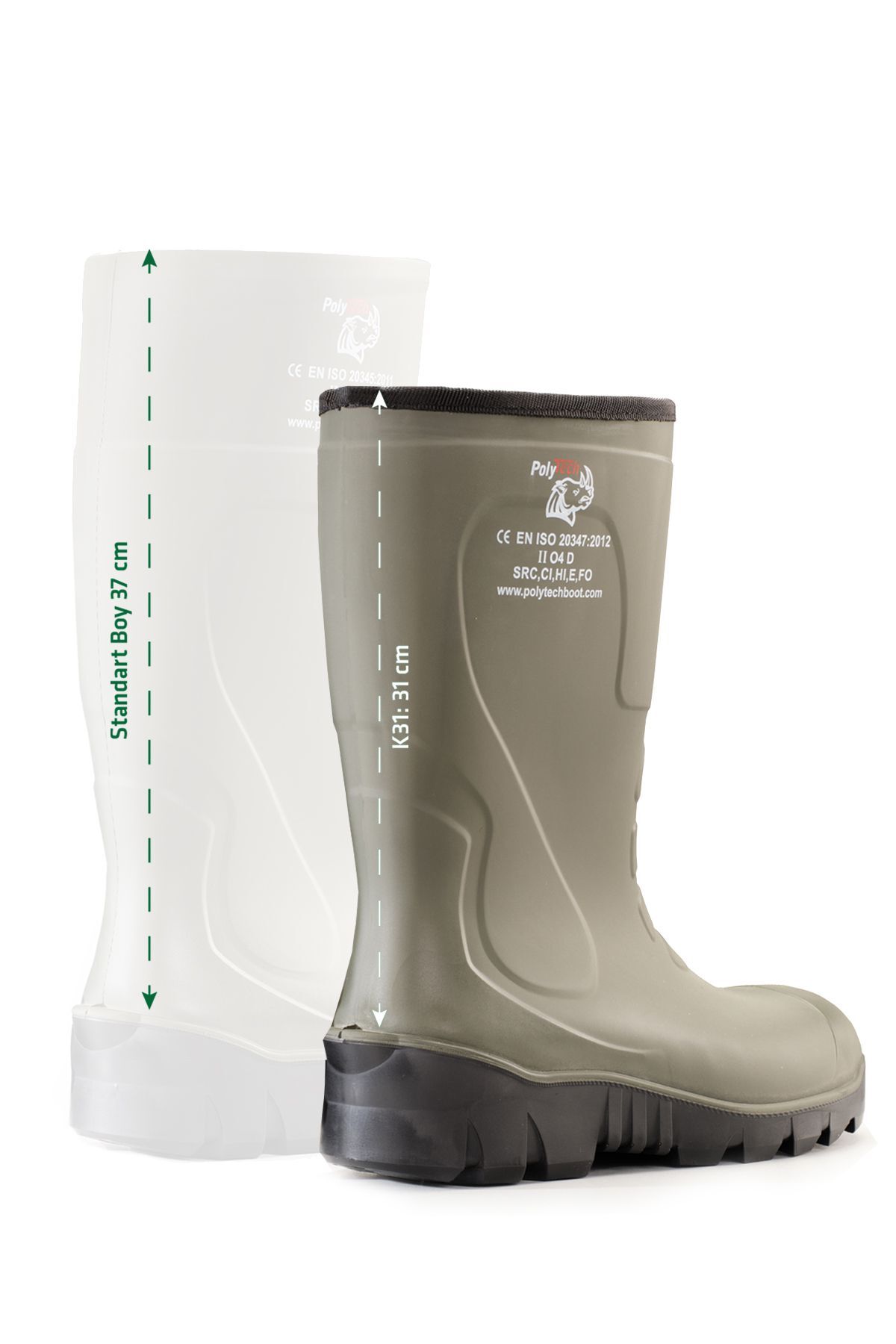 PolyTech Boot K31- Kısa Konç 31 Cm Mavi Poliüretan Çizme O4, Standart Koruma, Çelik Burunsuz - Image 10